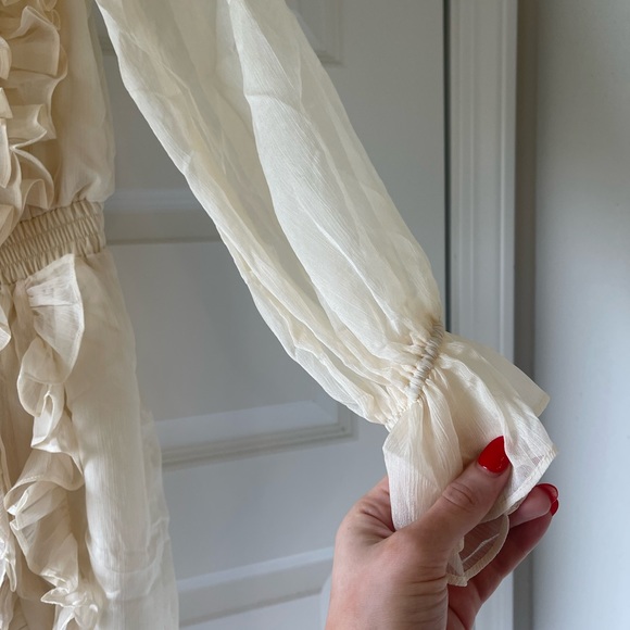 Ivory Off the Shoulder Ruffled Mini - Picture 5 of 8